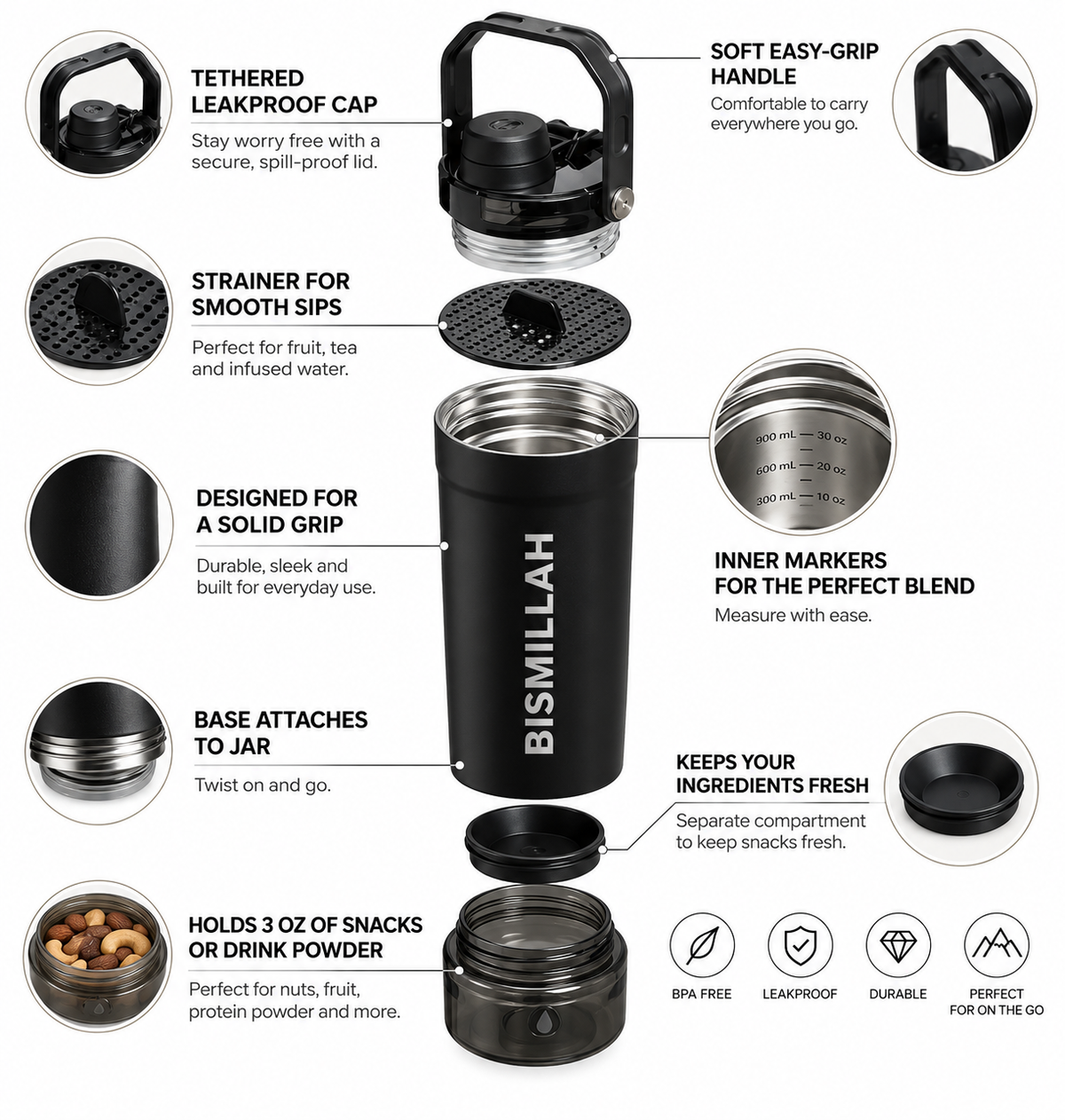 Bismillah Protein Shaker Bottle